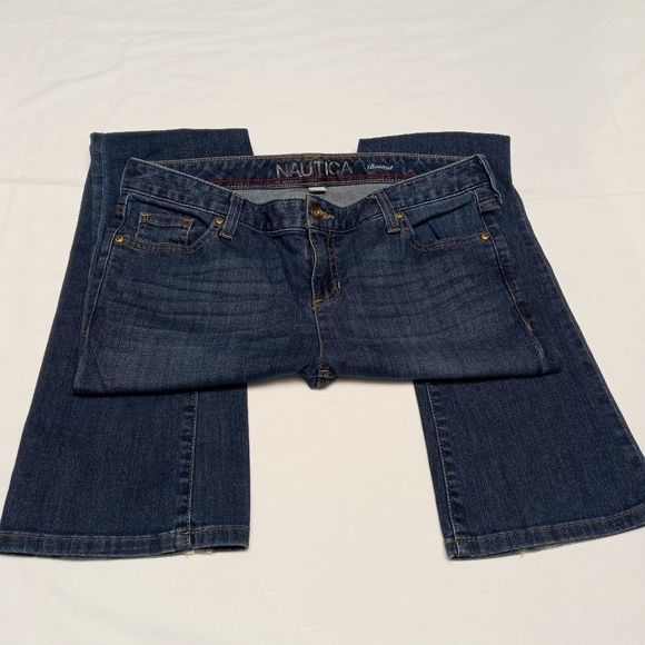 Nautica bootcut jeans ropes boating pants women's 6x28 embroidered 5 pockets - Picture 5 of 16